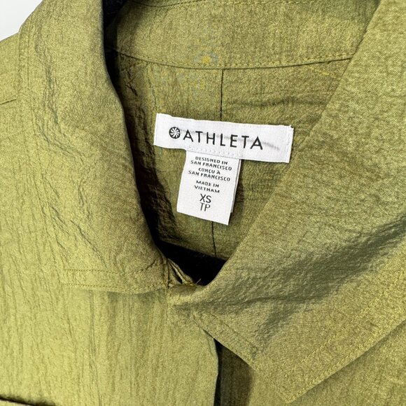 NWOT Athleta Lunar Shine Button Down Shirt in Picoline Olive - Picture 4 of 11